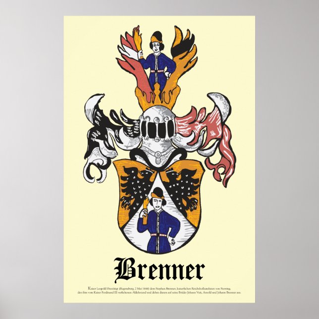 Brenner Family Crest Poster 24x36 (Front)