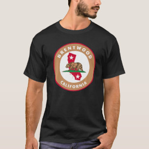 Brentwood California Ca Flag And Bear Badge Souven T-Shirt
