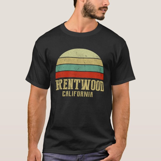BRENTWOOD CALIFORNIA Vintage Retro Sunset T-Shirt (Front)