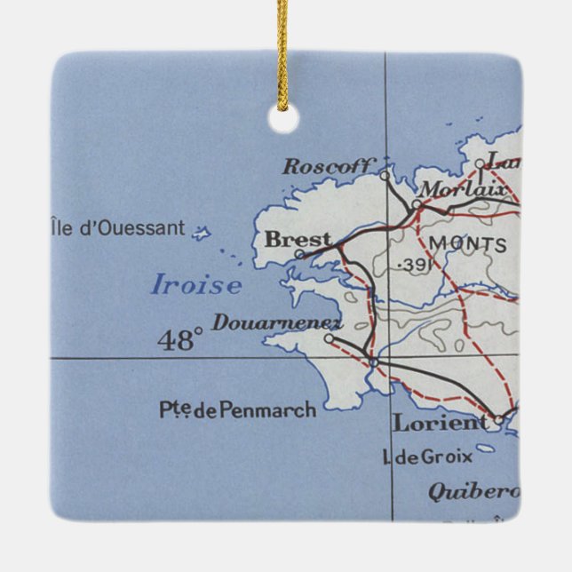 Brest France Vintage Map Ceramic Ornament (Back)