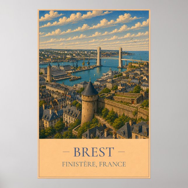 Brest, France – Vintage Travel Poster (Front)