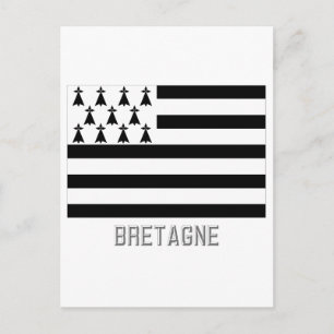 Bretagne flag with name postcard
