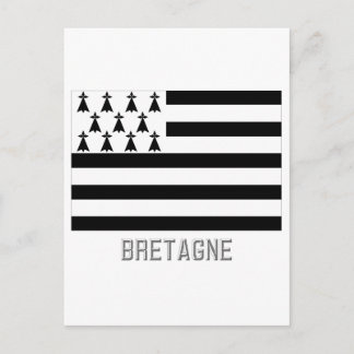 Bretagne flag with name postcard