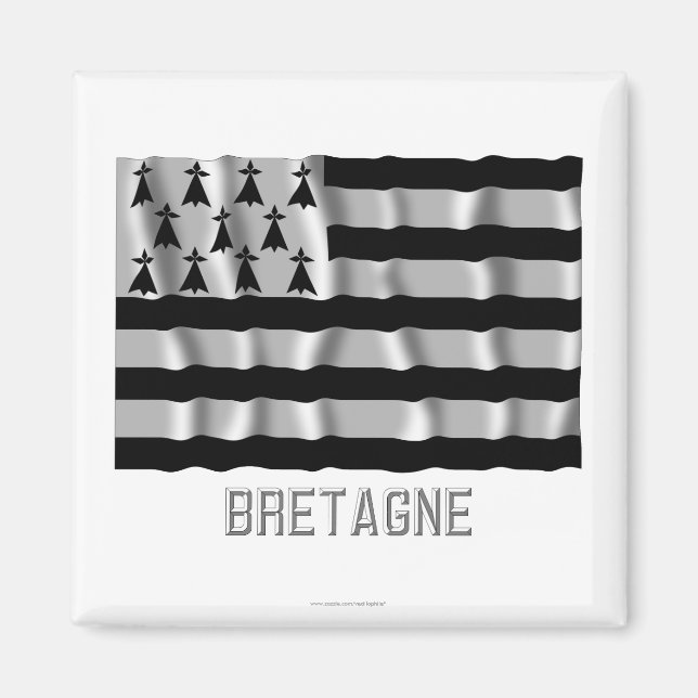 Bretagne waving flag with name magnet (Front)