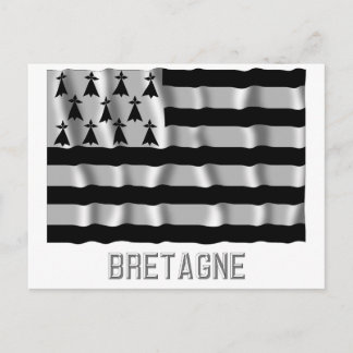Bretagne waving flag with name postcard