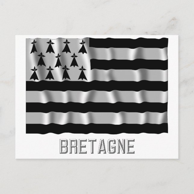 Bretagne waving flag with name postcard (Front)