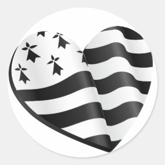 Breton flag heart classic round sticker