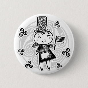 Breton girl 6 cm round badge