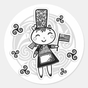 Breton girl classic round sticker