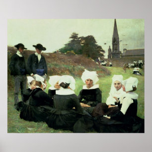 Breton Women Sitting at a Pardon Poster