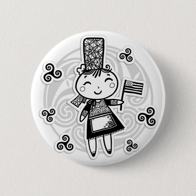 Bretonne fille 6 cm round badge (Front)