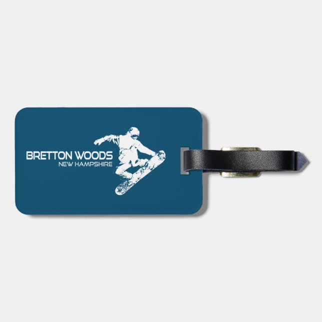 Bretton Woods New Hampshire Snowboarder Luggage Tag (Back Horizontal)