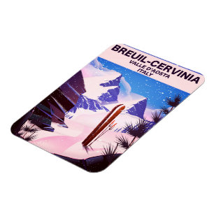 Breuil-Cervinia,Valle d’Aosta, italy,ski poster Magnet