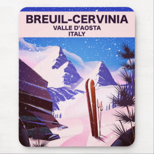 Breuil-Cervinia,Valle d’Aosta, italy,ski poster Mouse Pad