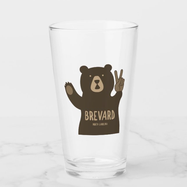 Brevard North Carolina Peace Bear Glass (Front)
