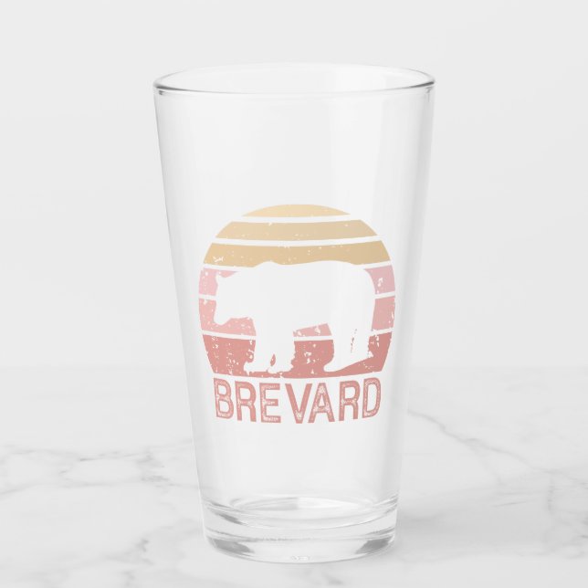 Brevard North Carolina Retro Bear Glass (Front)