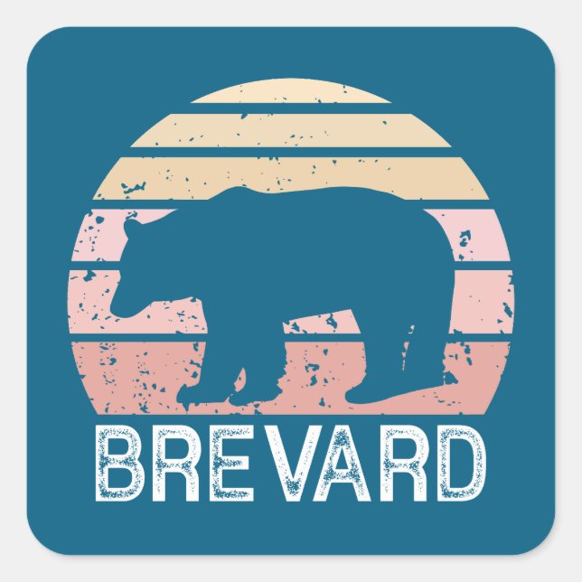 Brevard North Carolina Retro Bear Square Sticker (Front)