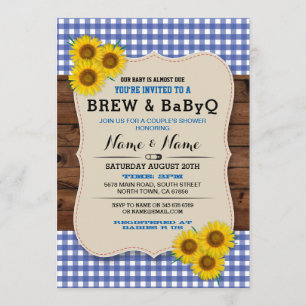 Brew and BABYQ Baby Shower Blue Sunflower Invite