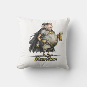 Brew Crew Beer Superhero Funny Tee Cushion