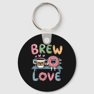 Brew Love Sip Heartwarming Coffee Doughnut Valenti Key Ring