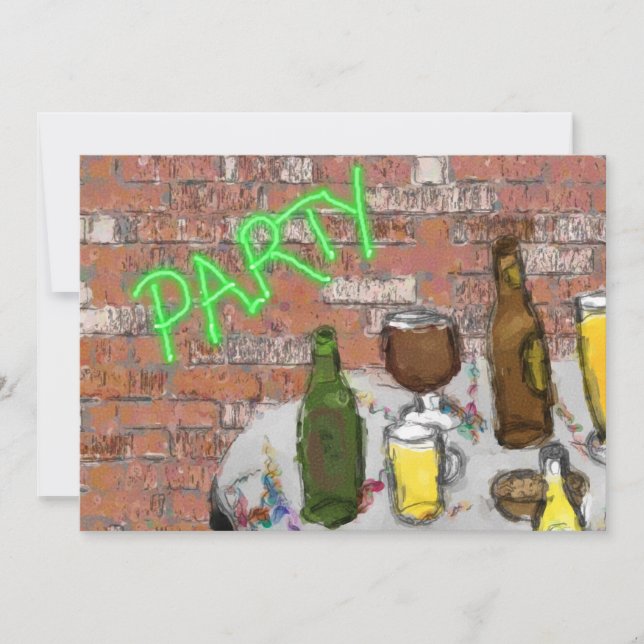 Brew Pub Watercolor Beer Tasting Party Invitation (Front)