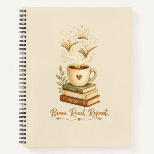 Brew. Read. Repeat. Cosy Coffee & Book notebook
