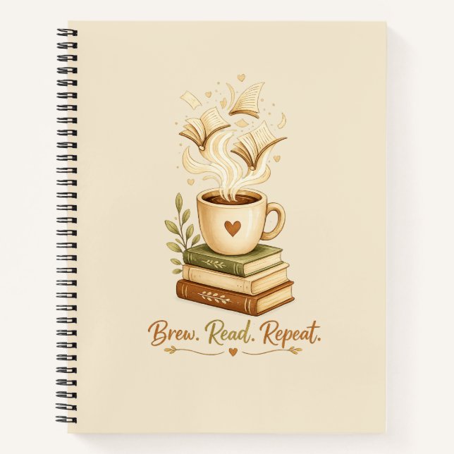 Brew. Read. Repeat. | Cosy Coffee & Book notebook (Front)