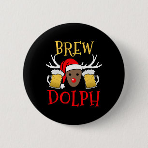 Brewdolph - Funny Reindeer Beer Christmas Gift 6 Cm Round Badge