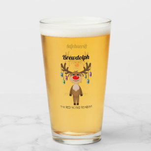 Brewdolph the Red Nosed Reinbeer Glass