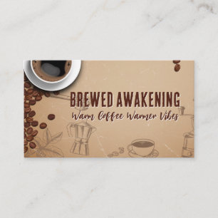 Brewed Coffee Cup Retro Illustrations Business Card