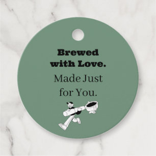 Brewed With Love Coffee Gift Tag Sage Green