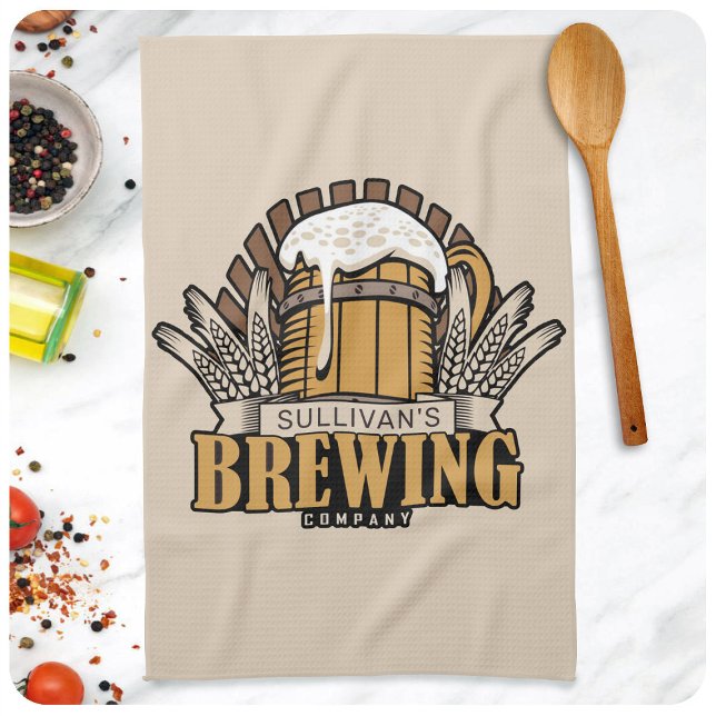 Brewery ADD NAME Craft Beer Brewing Company Bar Tea Towel (Creator Uploaded)