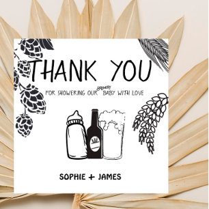 Brewery Baby - B&W - Baby Shower Thank You Card