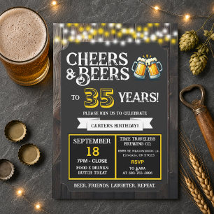 Brewery Birthday Cheers and Beers to 35 Years Invitation