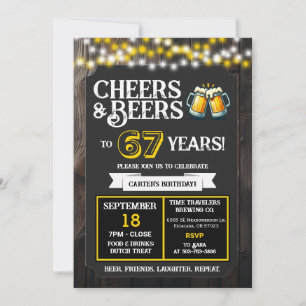 Brewery Birthday Cheers and Beers to 67 Years Invitation