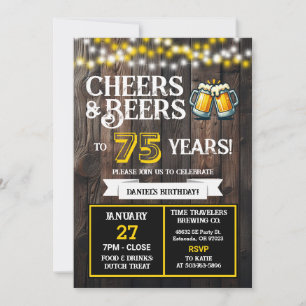 Brewery Birthday Cheers and Beers to 75 Years Invitation