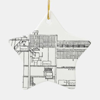 Brewery Blueprint Ceramic Tree Decoration