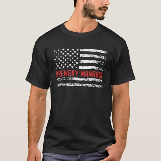 Brewery Manager USA Flag Profession Retro Job Titl T-Shirt (Front)