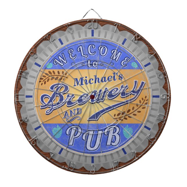 Brewery Pub Personalised Beer Bottle Cap Dartboard (Front)