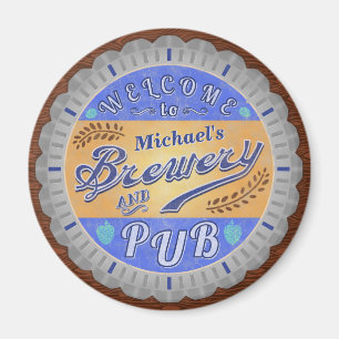 Brewery Pub Personalised Beer Bottle Cap Magnet