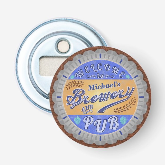 Brewery Pub Personalised Beer Bottle Cap Opener (Front)