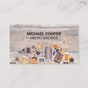 Brewery   Restaurant   Wood Background Business Card