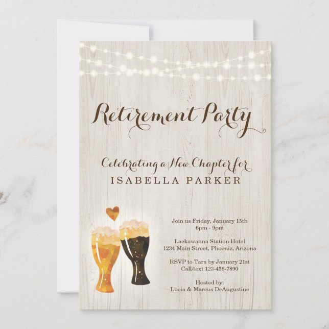 Brewery Retirement Party Invitation | Rustic Beer (Front)