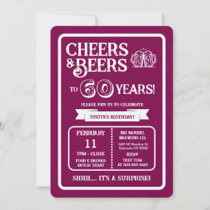 Brewery Surprise Cheers and Beers to 60 Years Invitation