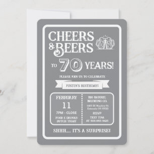 Brewery Surprise Cheers and Beers to 70 Years Invitation