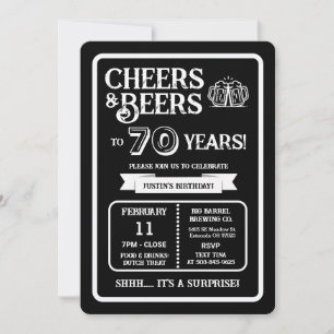 Brewery Surprise Cheers and Beers to 70 Years Invitation