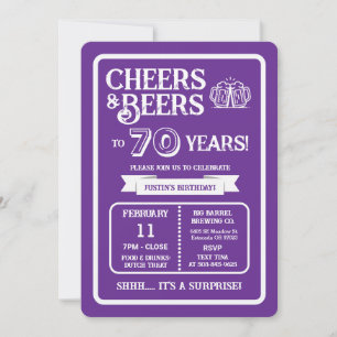 Brewery Surprise Cheers and Beers to 70 Years Invitation