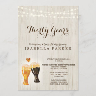 Brewery Woman's Birthday Invitation Rustic Beer