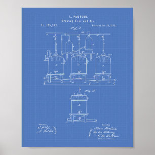 Brewing beer and ale 1873 Patent Art - Blueprint Poster
