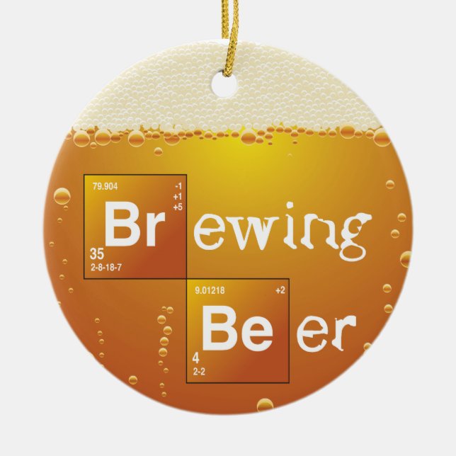 Brewing Beer Ceramic Tree Decoration (Front)